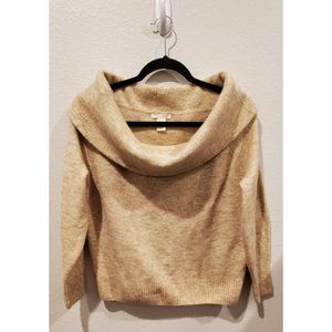H&M Ivory Slash Neck Slim Sweater